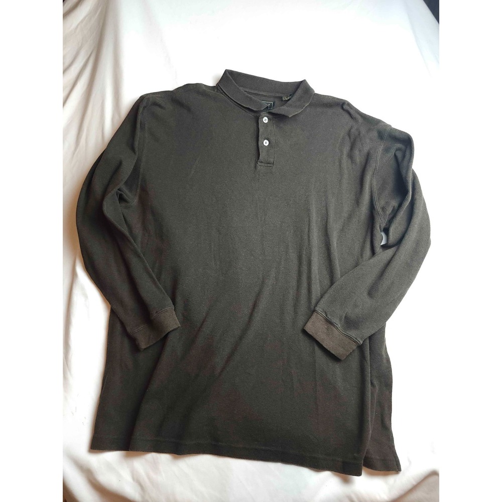 M.E. Sport Polo Shirt Mens Size Big 2X Brown Knit Long Sleeve Casual Outdoors